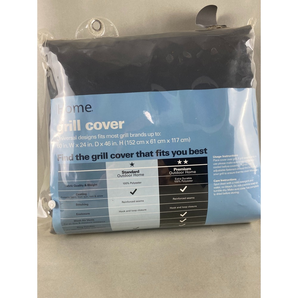 Outdoor Home Large Grill Cover 60x24x46 Black Weather Resistant BBQ Protector - Picture 4 of 8